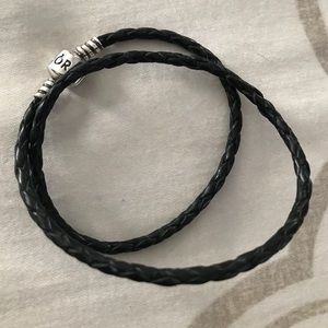 Pandora Double Black Leather Wrap Bracelet